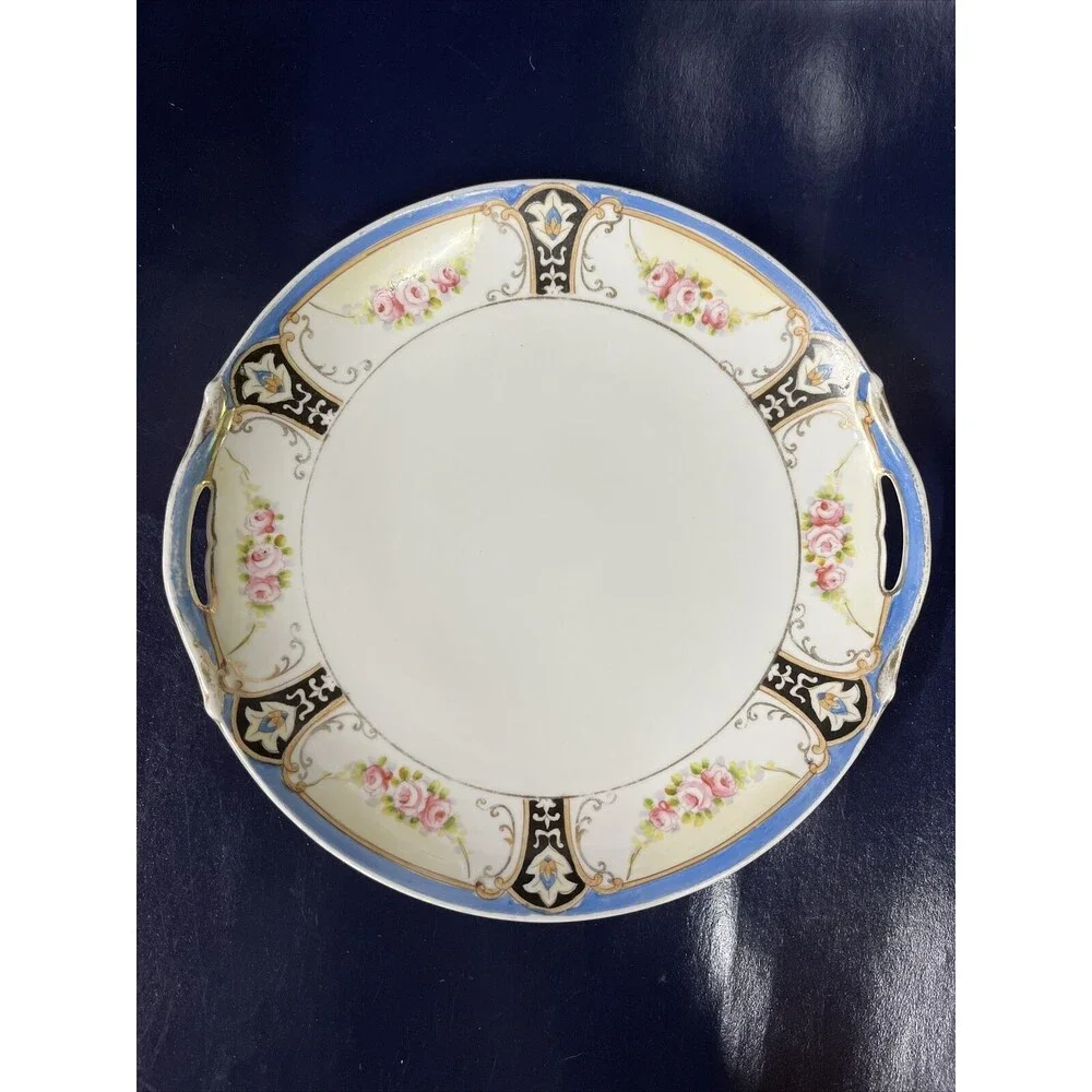 Vintage‎ Noritake Handpainted M Mark Floral Candy Dish 9.5” Made in Japan -T6